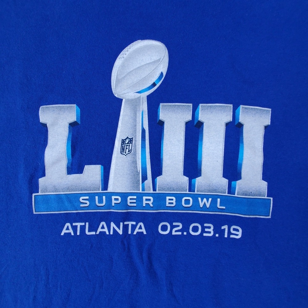Super Bowl LIII 2019 Atlanta NFL Majestic‎ T-Shirt Patriots vs Rams Mens L - Picture 3 of 7